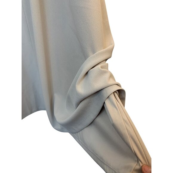 Calvin Klein Beige Flutter Sleeve Dress Size 14 RB10384 Latte Pleat Detail New - Picture 8 of 9